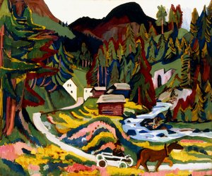 Landskab i foråret, Sertig, 1924-25 af Ernst Ludwig Kirchner