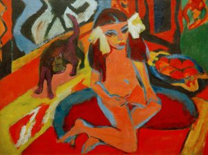 Pige med en kat, Fränzi af Ernst Ludwig Kirchner