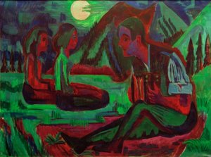 Mondnacht; Handorgler i Mondnacht af Ernst Ludwig Kirchner