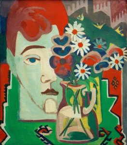Millers hoved med blomster af Ernst Ludwig Kirchner