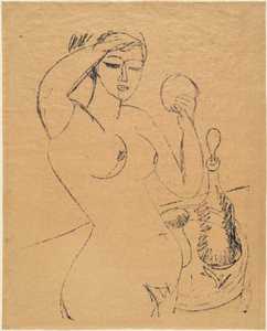 Nøgen pige ved sit toilet af Ernst Ludwig Kirchner