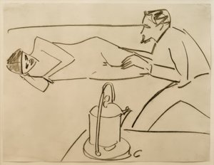 Uden titel (Liegende Fränzi i samtale med Erich Heckel) af Ernst Ludwig Kirchner