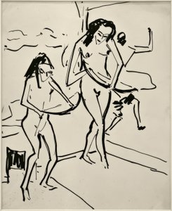 Uden titel (Marcella og Senta med sløjfe) af Ernst Ludwig Kirchner