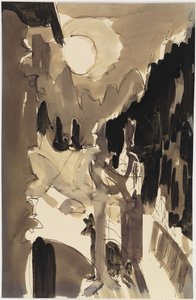 Et par i måneskinnet foran huset af Ernst Ludwig Kirchner