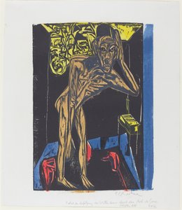 Peter Schlemihls vidunderlige historie: Schlemihl i ensomheden på sit værelse af Ernst Ludwig Kirchner