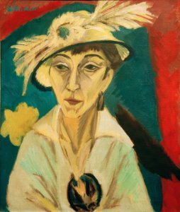Portræt af Erna Schilling (syg kvinde, dame med hat) af Ernst Ludwig Kirchner
