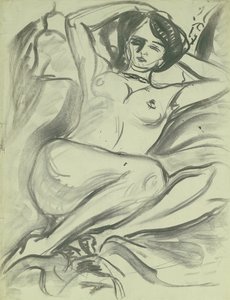 Liggende nøgen (Isabella), 1906 (kul på papir)