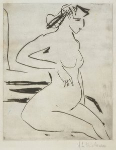 Gravid, nøgen kvinde, siddende. 1909