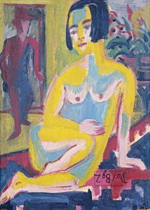 Siddende nøgen kvinde. Studie, ca 1921-1923