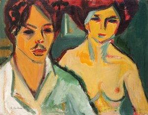 Selvportræt med model, 1905 af Ernst Ludwig Kirchner