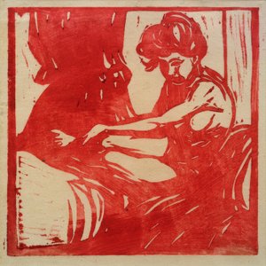Sidder nøgen pige af Ernst Ludwig Kirchner