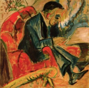 Siddende mand på parkbænk af Ernst Ludwig Kirchner