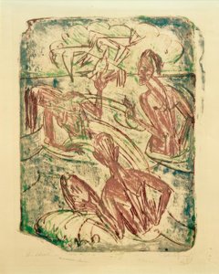 Spritzende Badende af Ernst Ludwig Kirchner
