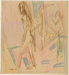 Stående kvindelig akt på et tæppe af Ernst Ludwig Kirchner