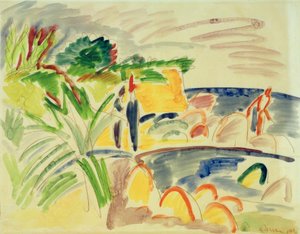 Strandscene på Femern af Ernst Ludwig Kirchner
