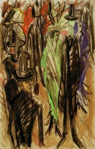 Gadebillede med en grøn dame af Ernst Ludwig Kirchner