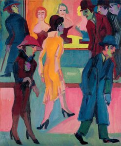 Gadescene ved Frisøren; Gadebillede foran frisøren, 1926 af Ernst Ludwig Kirchner