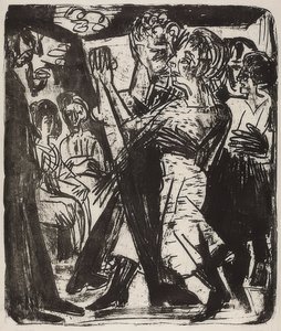 Dansende bondepar. 1920 af Ernst Ludwig Kirchner