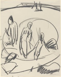Tre Badende i Havet af Ernst Ludwig Kirchner