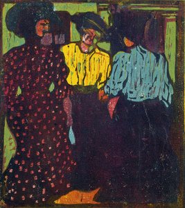 Tre kvinder taler, 1907 af Ernst Ludwig Kirchner