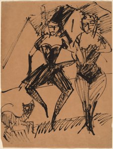 To dansere med en kat af Ernst Ludwig Kirchner