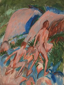 To nøgne figurer i et landskab, 1913