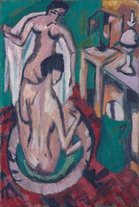 To nøgenbilleder i et lavt badekar, ca. 1912/1913-1920
