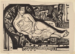 Kvinde liggende på en sofa af Ernst Ludwig Kirchner