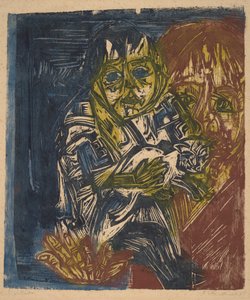 Kvinde med et barn og en kat af Ernst Ludwig Kirchner