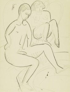 Ungt par på badeværelset af Ernst Ludwig Kirchner