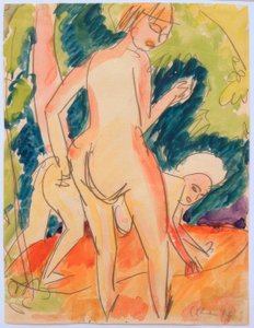 To piger bader af Ernst Ludwig Kirchner