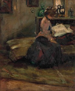 Lady Reading (olie på lærred) af Ernst Stern