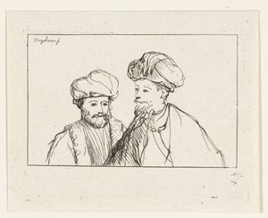 Portræt af to mænd med turbaner af Ernst Willem Jan Bagelaar