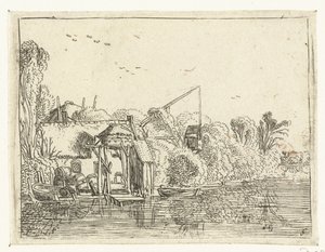 Bryggeri ved bredden af ​​en flod Små landskaber (serietitel) af Esaias van de Velde