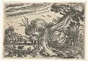 Hyrde nær et overhængende træ Små landskaber (serietitel) af Esaias van de Velde