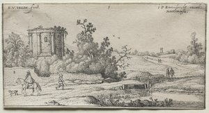 Landskaber: Landskab med ruiner af et romersk tempel