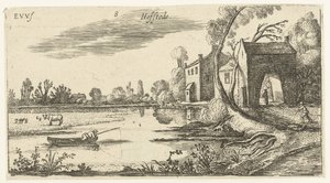 Landskab med en flod og porthus Landskaber (serietitel) af Esaias van de Velde