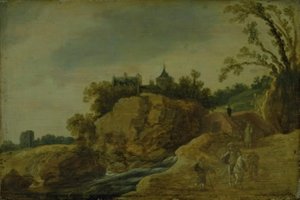Klippelandskab med et slot af Esaias van de Velde