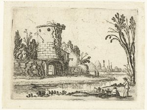 Rundetårn med låge Små landskaber (serietitel) af Esaias van de Velde