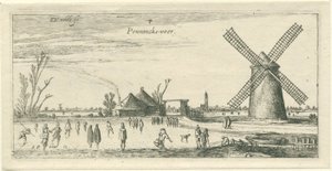 Skatere på isen ved en mølle nær Penningsveer Landskaber (serietitel)