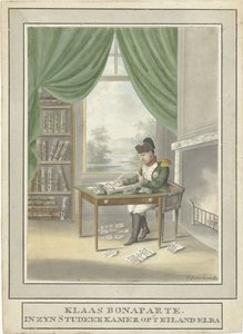 Tegneserie af Napoleon i hans studie på Elba af Esser Wijnand