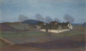 En sjællandsk gård (pastel) af Ester Almqvist