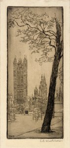 London-scene med kirke