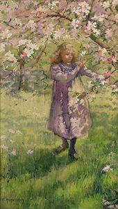 Plukker æbleblomster, 1901 af Ethel Horsfall Ertz