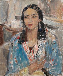 Den blå jakke (olie på lærred) af Ethel Walker
