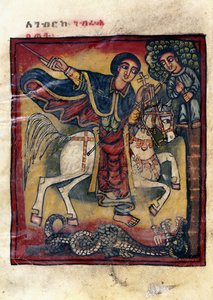 Folio 20v, St. George on his White Horse Killing the Dragon, 1800dani