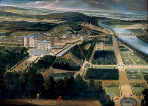 Generelt billede af slottet og haverne i Saint Cloud (Saint-Cloud) Maleri af Etienne Allegrain (1644-1736) 1675 Søn. 3, x3,83 m Versailles, musee du chateau - Udsigt over slottet og haven i Saint Cloud (Frankrig) - Maleri af Etienne Allegrain (1644-173)