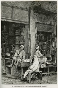 Perlehandlere i Jaffa (Israel). Indgravering af E.Ronjat til illustration af La Syria d