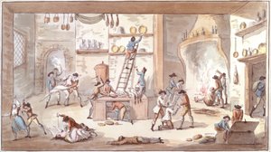 Plyndring af en gård i perioden med den franske revolution (wc på papir)