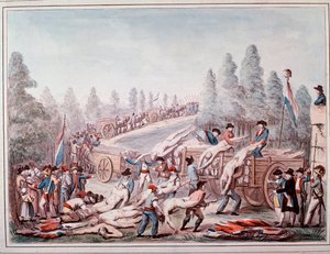 Transport af lig under revolutionen (Akvarel, ca. 1790)